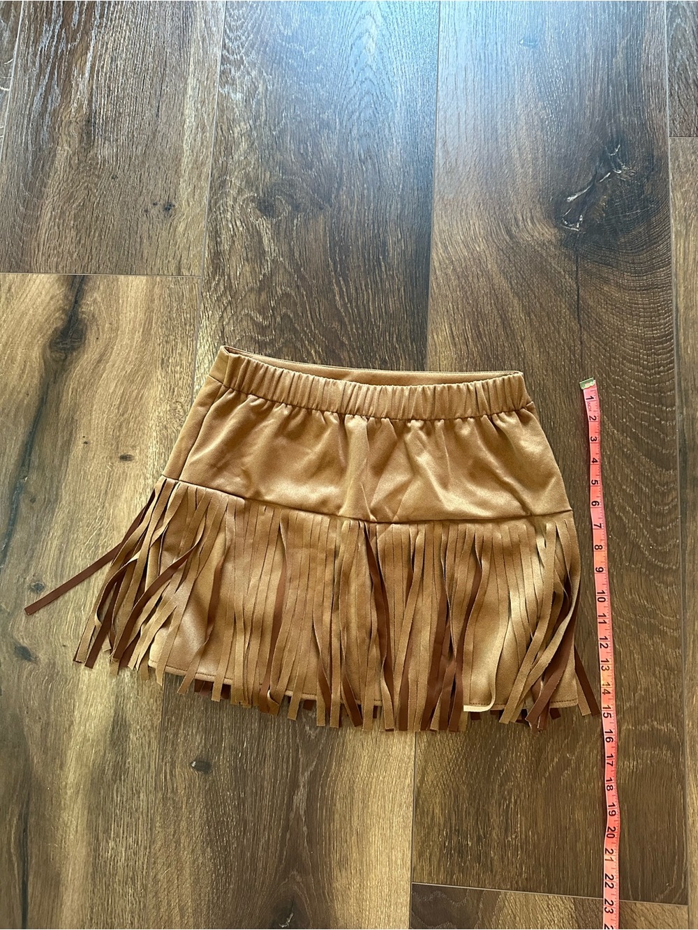 SHEIN Tan Fringe Mini Skirt